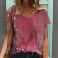 Oversized Print V-Neck Tunic Tee