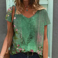 Oversized Print V-Neck Tunic Tee