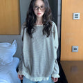 Striped Lace-Trim Oversized Tee
