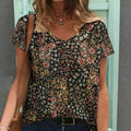 Oversized Print V-Neck Tunic Tee